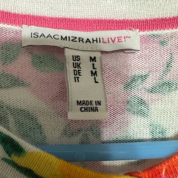 Isaac Mizrahi Women’s Cardigan M/L Knit Floral Button Front Multicolor - Picture 6 of 9